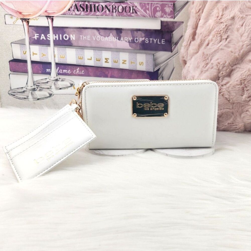 {Bebe} White Wallet and Card Case